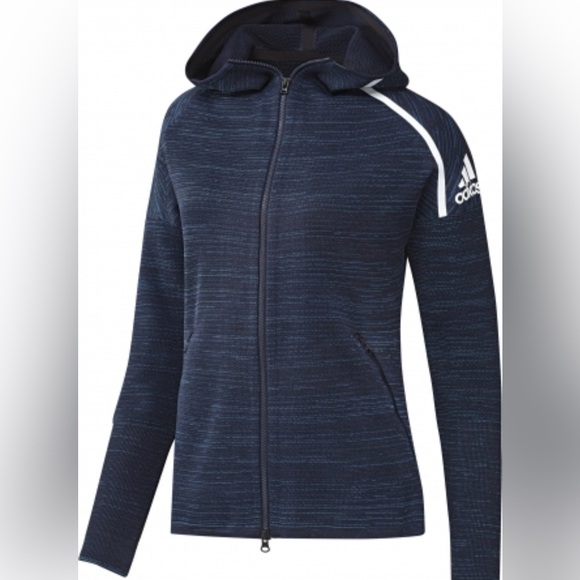 Adidas Women's Navy Hoodie Jacket - Picture 3 of 10